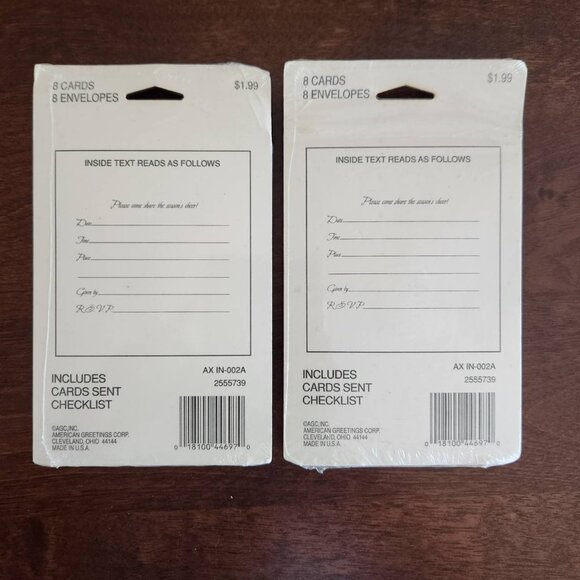 Lot of 2 Vintage American Greetings Christmas Invitations Sleigh with Presents - Picture 3 of 6